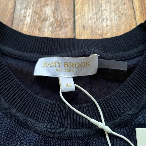 NWT Ramy Brook Corrine Bodycon Mini Dress Navy Blue Mesh Women’s XS - Picture 3 of 9